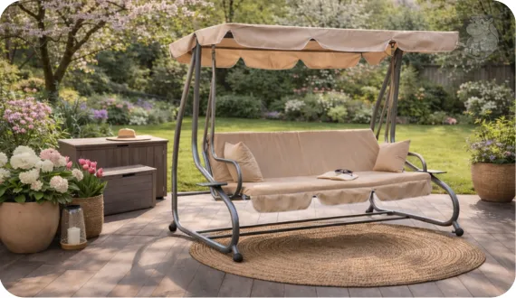 Huśtawka ogrodowa rozkładana HIPPER. Monte Carlo beżowa